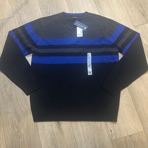 U.S. Polo Assn. Men's Long Sleeve Stripe V‎ Neck Sweater Black Blue Size Large